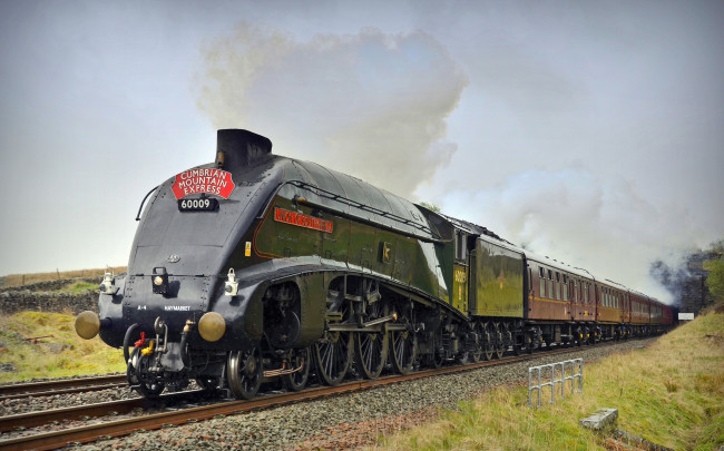 Обои картинки фото техника, паровозы, паровоз, рельсы, тендер, состав