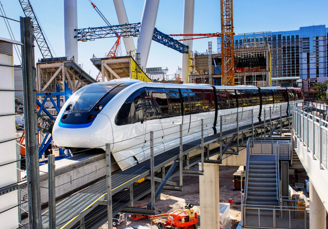 Обои картинки фото техника, поезда, поезд, монорельс, город