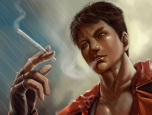 Картинка видео+игры devil+may+cry сигарета дождь dmc devil may cry nephilim dante парень