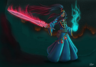 Картинка warhammer+40k видео+игры взгляд девушка меч магия фон