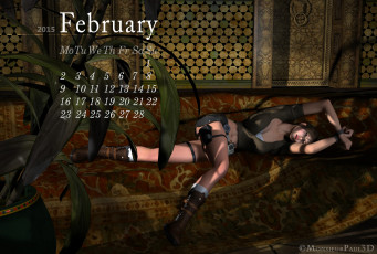 Картинка календари 3д-графика девушка фон диван