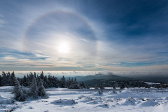 Картинка природа зима снег гало сияние нимб небо
