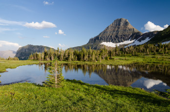 Картинка природа реки озера облака озеро glacier national park