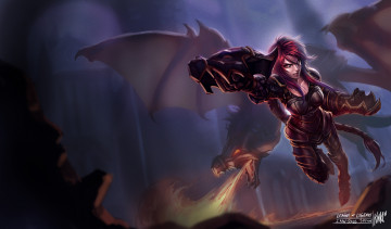Картинка видео+игры league+of+legends девушка взгляд дракон shyvana