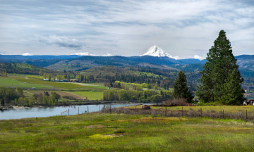 Картинка природа реки озера поле деревья пейзаж небо