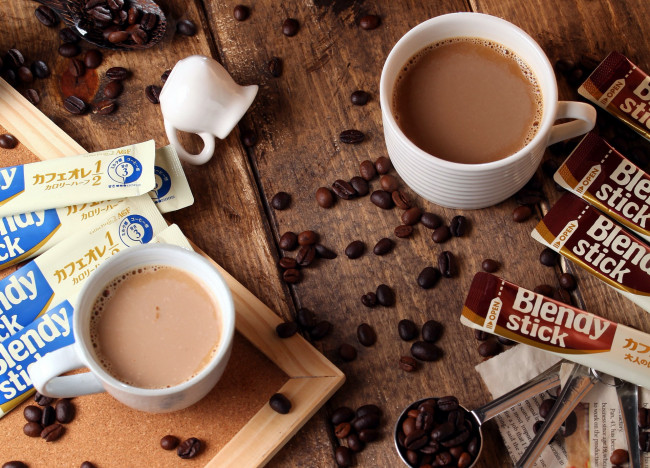 Обои картинки фото еда, кофе,  кофейные зёрна, зерна, чашки