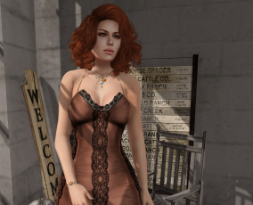 Картинка 3д+графика люди+ people фон рыжая взгляд девушка