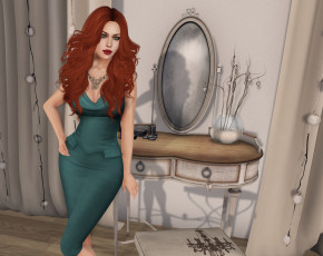 Картинка 3д+графика люди+ people фон взгляд девушка интерьер рыжая