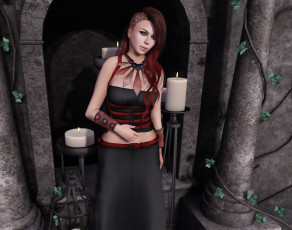 Картинка 3д+графика люди+ people фон взгляд девушка свечи