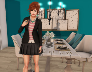 Картинка 3д+графика люди+ people рыжая фон взгляд девушка