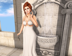 Картинка 3д+графика люди+ people рыжая взгляд фон девушка