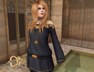 Картинка 3д+графика люди+ people девушка фон рыжая взгляд