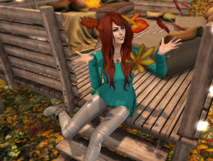 Картинка 3д+графика люди+ people фон взгляд девушка рыжая