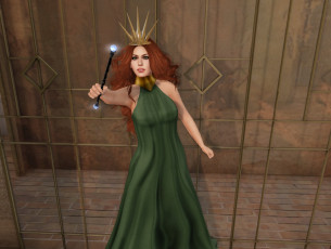 Картинка 3д+графика фантазия+ fantasy рыжая фон взгляд девушка