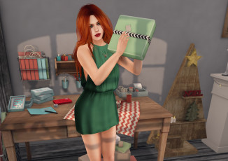 Картинка 3д+графика люди+ people рыжая фон девушка взгляд интерьер