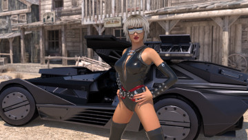 Картинка 3д+графика люди-авто мото+ people-+car+ +moto фон взгляд девушка автомобиль