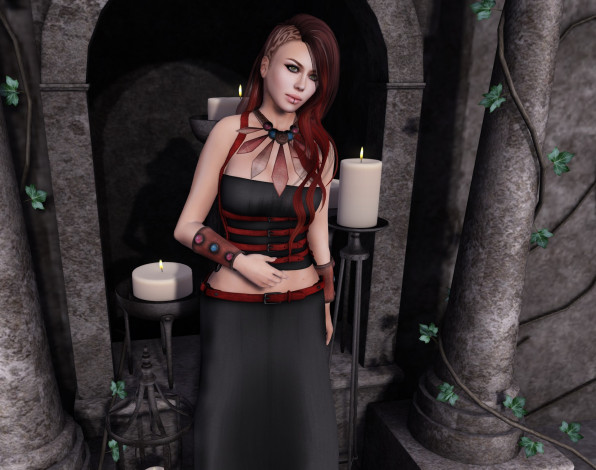 Обои картинки фото 3д графика, люди , people, фон, взгляд, девушка, свечи