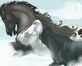 Картинка рисованное животные +лошади лошади