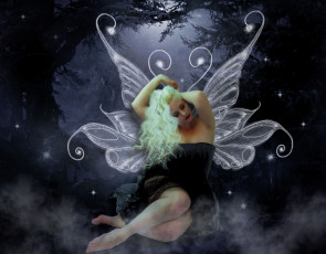 Картинка фэнтези фотоарт фон крылья девушка