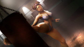 Картинка 3д+графика люди+ people девушка фон удар груша