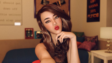 Картинка 3д+графика портрет+ portraits фон взгляд девушка