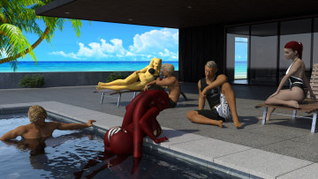 Картинка 3д+графика существа+ creatures халки взгляд фон