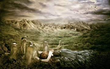 Картинка разное компьютерный+дизайн фоне птицы девушка памятник