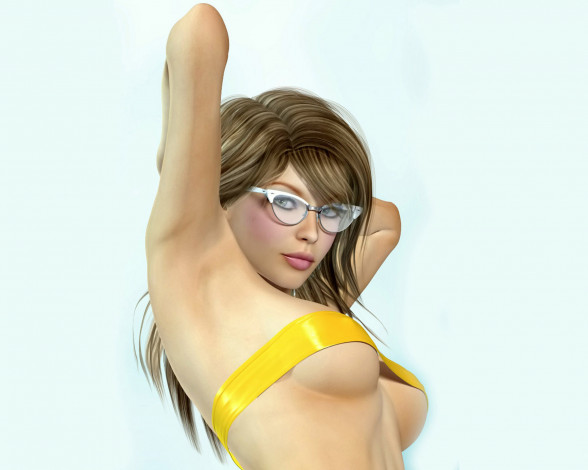 Обои картинки фото 3д графика, люди , people, взгляд, фон, девушка