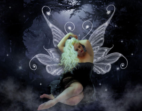 Обои картинки фото фэнтези, фотоарт, фон, крылья, девушка