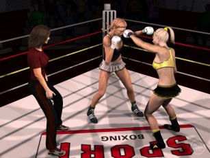 Картинка 3д+графика спорт+ sport ринг фон взгляд девушки бокс