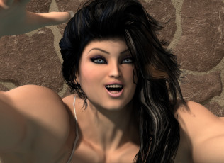 Картинка 3д+графика портрет+ portraits девушка взгляд фон