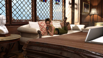 Картинка 3д+графика фантазия+ fantasy девушка взгляд фон