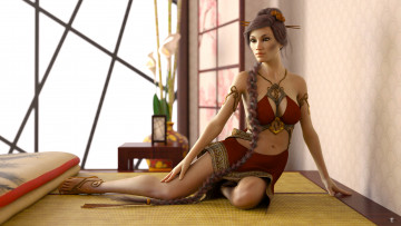 Картинка 3д+графика люди+ people девушка взгляд фон