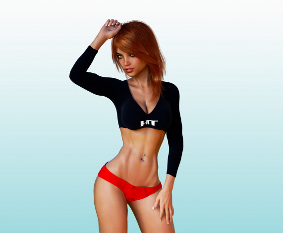 Обои картинки фото 3д графика, люди , people, девушка, взгляд, фон