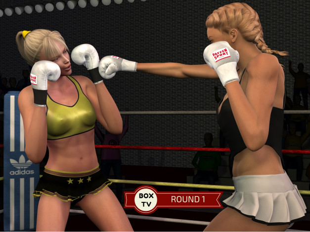 Обои картинки фото 3д графика, спорт , sport, девушки, бокс, ринг, фон, взгляд