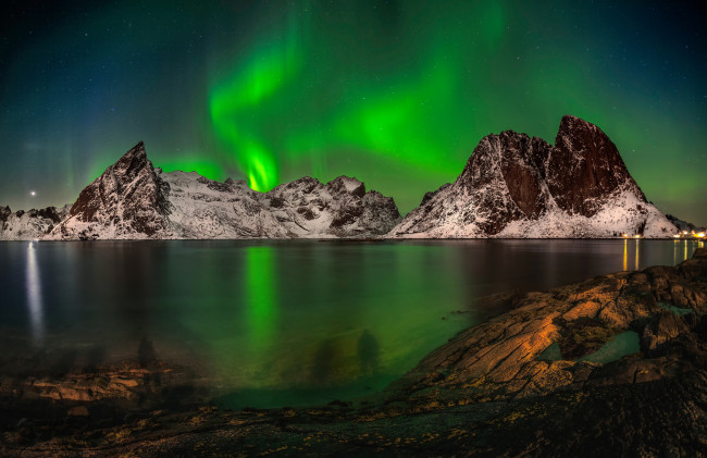 Обои картинки фото природа, северное сияние, простор