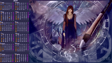 Картинка календари фэнтези кисть крылья девушка