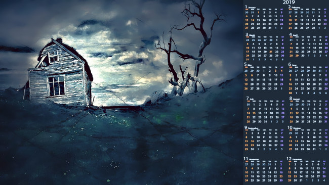 Обои картинки фото календари, 3д-графика, дом, дерево