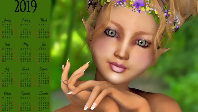 Обои картинки фото календари, 3д-графика, взгляд, лицо, девушка