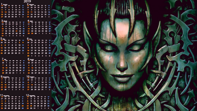 Обои картинки фото календари, фэнтези, женщина, лицо