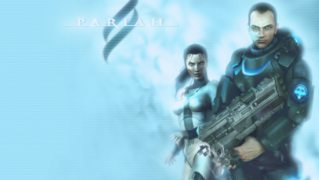 Обои картинки фото видео игры, pariah, мужчина, женщина, оружие