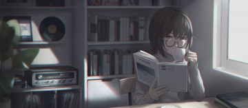 Картинка аниме город +улицы +интерьер +здания девушка