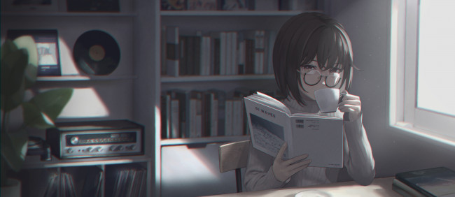 Обои картинки фото аниме, город,  улицы,  интерьер,  здания, девушка