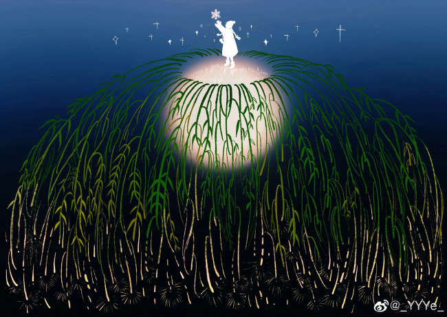 Обои картинки фото рисованное, дети, девочка, снежинка, шар, растения