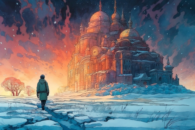 Обои картинки фото фэнтези, замки, зима, снег