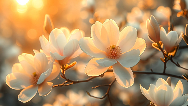 Обои картинки фото разное, компьютерный дизайн, цветы, ветки, магнолия