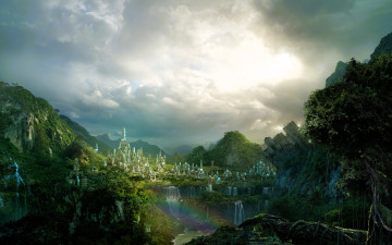 Картинка видео+игры rise+of+nations +rise+of+legends горы город природа озеро