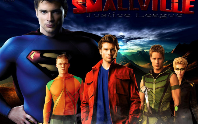 Обои картинки фото кино фильмы, smallville, персонажи, герои, костюмы, горы