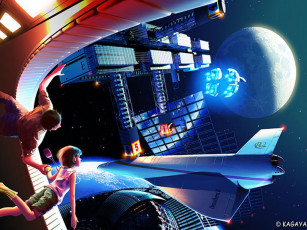 Картинка фэнтези космические корабли звездолеты станции