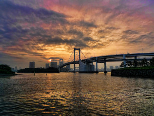 Картинка города мосты мост закат вода